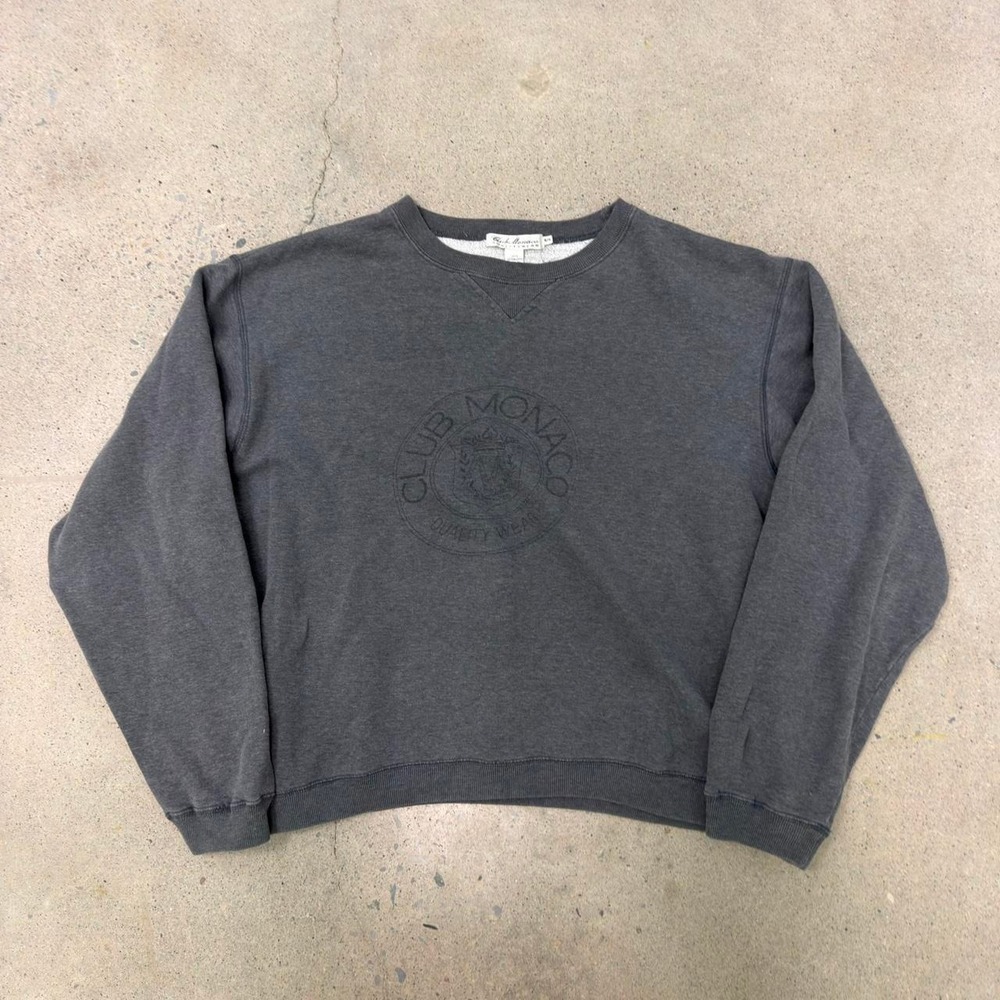 Vintage 90s Club Monaco Crest Dark Grey Crewneck Sweater (Size XL)